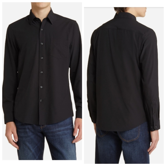 Nordstrom Charcoal Casual Button-Down Shirt Men's Medium - Picture 1 of 14